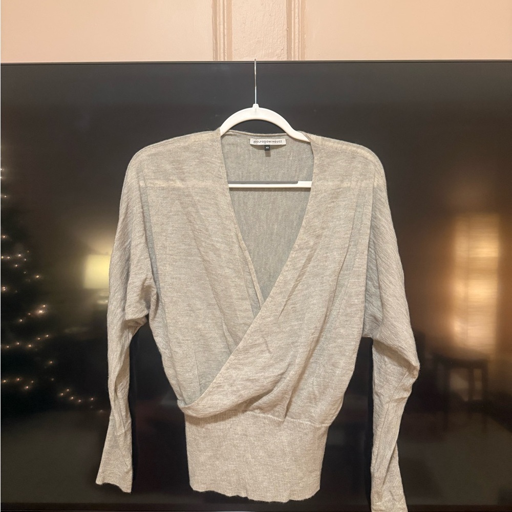 Adolfo Dominguez Light Green/Gray Wrap Sweater